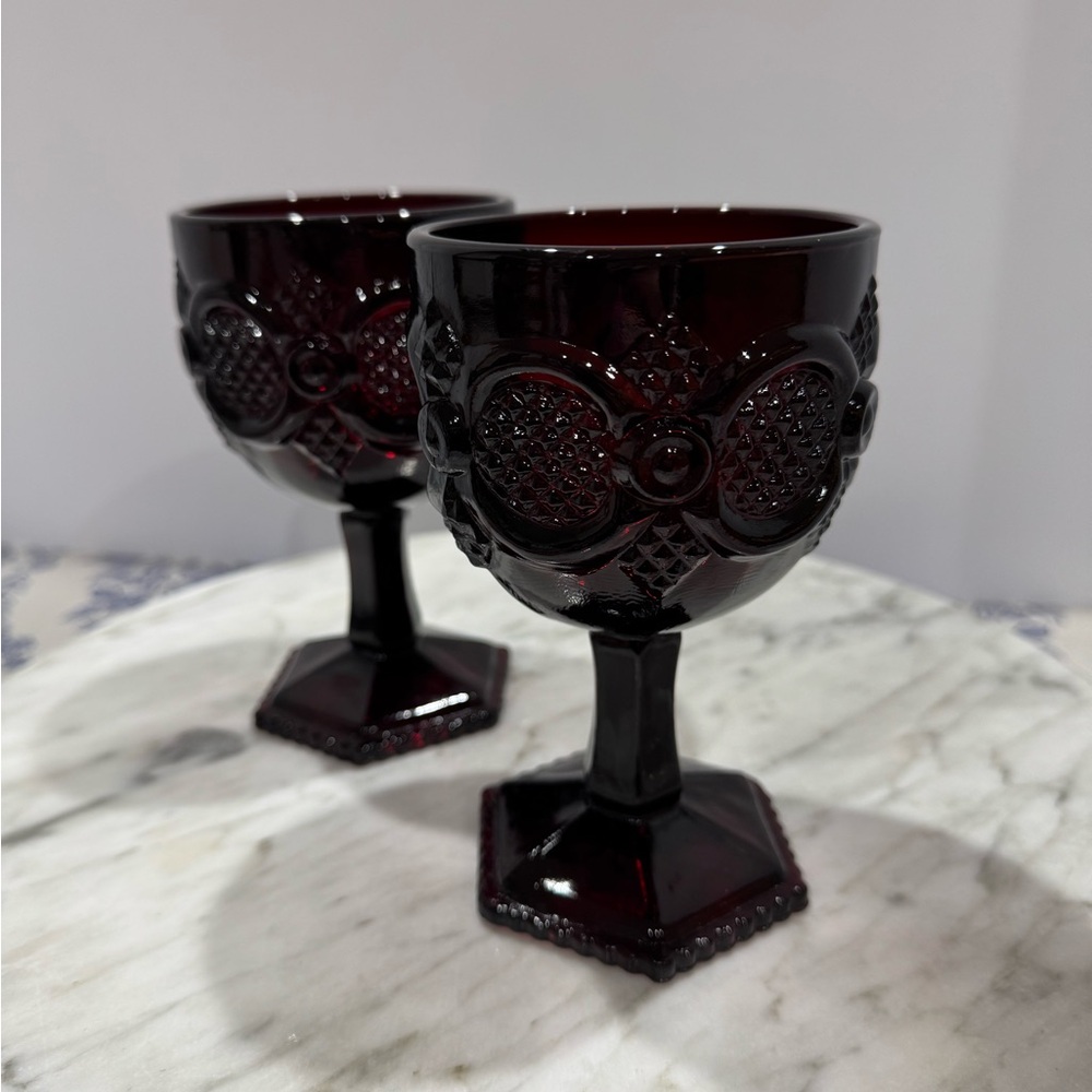 Vintage Avon Dark Red Goblets - Picture 6 of 9